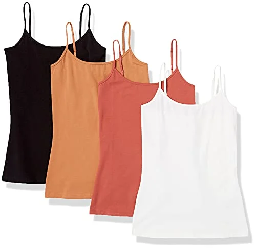 Amazon Essentials Women's Kamisol smal passform, Pack of 4, Karamell/Terrakotta/Vit, M 195111696690