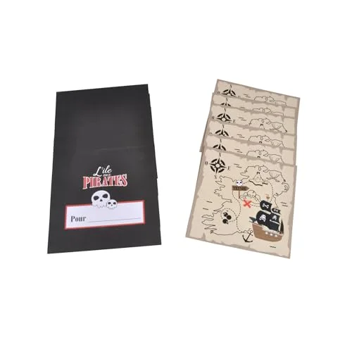 Homéa, Set med 6 inbjudningar+piratpapper födelsedagskuvert 3574380611462