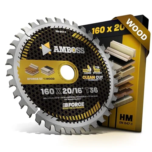 Amboss Werkzeuge® Cirkelsågklinga av hårdmetall, 160 x 20 mm, 16 36 mm tandad, reduceringsring 1620 60 kompatibel med Mafell Erika 55 60, K 65 cc, KSP F, KSS 400 4251128792872