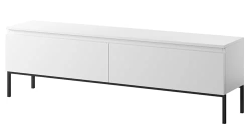 Selsey TV skåp, bräda, skänk, bord, skåp med 150 cm, svarta ben, vit, Bemmi 5905386066723