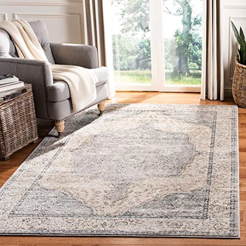 Safavieh klassisk inomhusvävd rektangulär matta, Oregon kollektion, ORE895, i beige/grå, 122 x 183 cm för vardagsrum, sovrum eller valfritt inomhusutrymme 889048828254