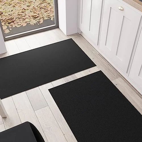 PETTI Artigiani Italiani köksmatta, halkfri tvättbar löpare enfärgad matta 52 x 140 cm svart, 100% tillverkad i Italien 8056897030622