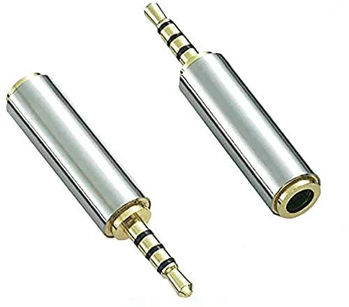 Aiivioll 2 pack 2,5 mm hane till 3,5 hona ljudadapter guldpläterad aux hjälpplugg splitter 3 ring uttag stöd omvandlare hörlurar headset stereo eller mono 787803657821