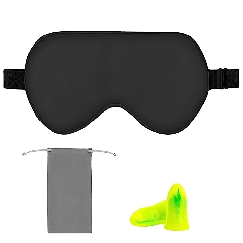 Amazon Basics sovmask i äkta, naturlig mullbärssilke med böjd form och justerbart band, svart 840095897198