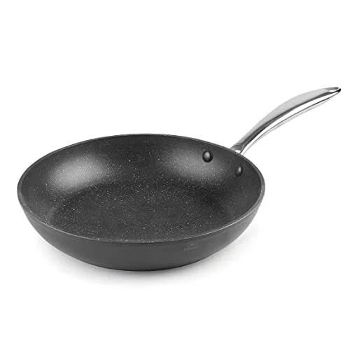 Lacor 27022 Non stick trelagers stekpanna i gjuten aluminium, PFOA fri, ergonomiskt handtag, lämplig för alla kök, 22 cm, svart 8414271270222