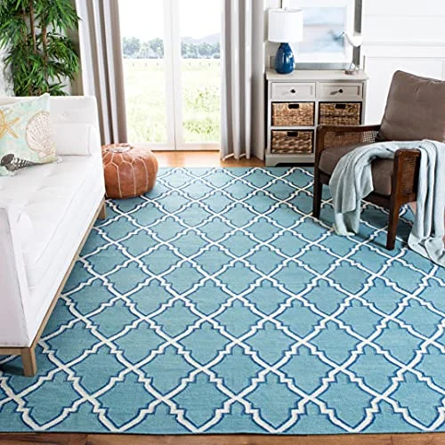Safavieh "Nico" platt väv Dhurrie 91 X 152 cm Light Blue/Ivory 683726740315