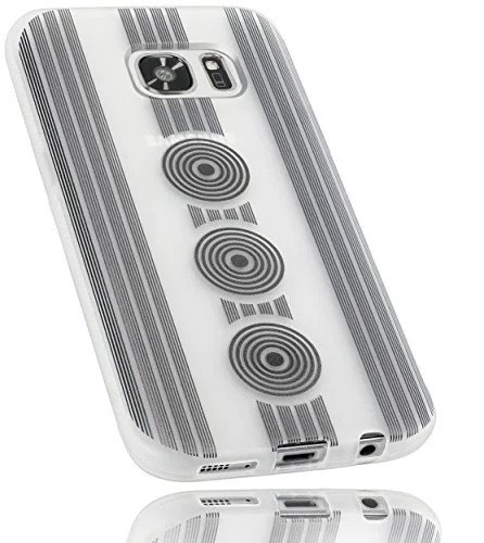 mumbi Fodral kompatibelt med Samsung Galaxy S7, mobiltelefonfodral motiv, cirklar, transparent vit 4251077294441
