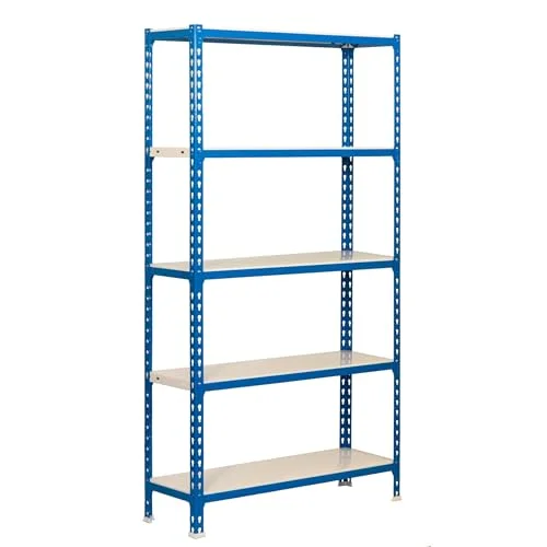 SimonRack Förvaringshylla 5 Hyllplan, 1800x800x300 mm Garagehylla i Blå/Vit, 180 kg Belastning per Hyllplan Simoclick 8435104936924