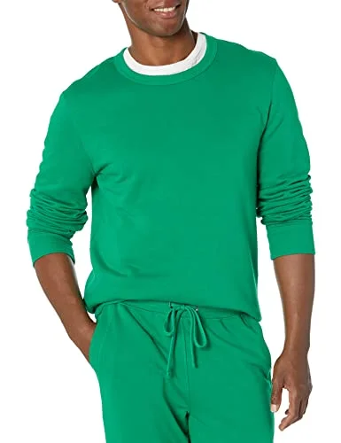 Amazon Essentials lätt långärmad fransk frotté rund hals sweatshirt för män (finns i stor och lång), grön, X Small 196433880712