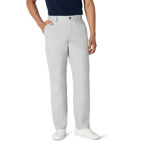 Amazon Essentials herr Classic Fit skrynkelbeständig platt framsida chinos byxa (finns i stor och hög), ljusgrå, 36 B x 34 L 191770608715