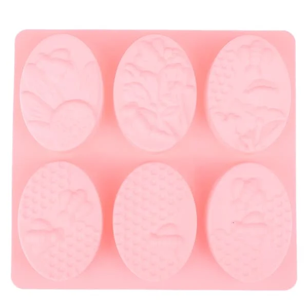 1 st 6 biformade molds ovala handgjorda tvålkaka Silico Pink 19.5*21.3*3cm TSHG643-PK@#270A7Q5H 1 st 6 biformade molds ovala handgjorda tvålkaka Silico Pink 19.5*21.3*3cm TSHG643-PK@#270A7Q5H