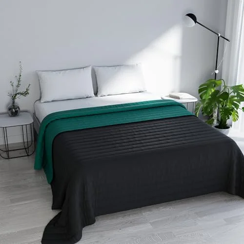MB HOME ITALY Elegant sommartäcke, vattengrön/mörkgrön, 260 x 270 cm 8058575112590
