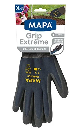 MAPA Brico trädgård grepp och proof trädgårdshandskar i nitril grepp, komfort flexibilitet hantering av trädgårdsredskap eller DIY verktyg set med 3 par storlek XL 3245425003299
