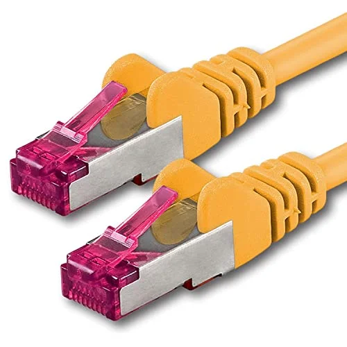 1aTTack.de 20 m gul 1 st Cat6a S FTP CAT 6a dubbelskärmad kabelnätverk GHMT PIMF 500MHz / 7 CU koppar innehåller inte halogenfri kompatibel med CAT5e CAT6 CAT7 CAT8 10000 Mbit/s 4251073601847