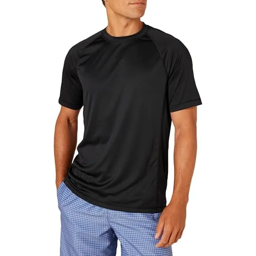 Amazon Essentials Men's Kortärmad badtröja snabbtorkande SPF 50, Svart, M 195111474052