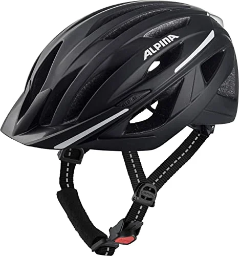 ALPINA HAGA, black matt, 51 56 cm, cykelhjälm för damer och herrar, hög säkerhet komfort med Ergo Flex integrerat ljus 4003692330765
