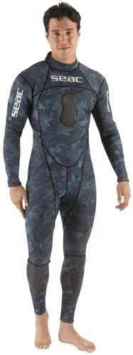 SEAC Blue Sea, Vattenfiskedräkt i ett stycke, 1,5 mm Unisex Vuxen, Camo blå, L 8002908469288