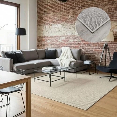 Tadi & Empire1979, Hercules BEIG 1413 Smidig matta för vardagsrum, rustik Naturlig hårfri juute effekt också sovrum eller kök, beige färg. 8436592396474