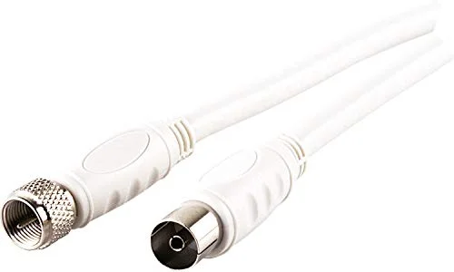 Schwaiger High Quality SAT/antenn adapterkabel, 90 dB, 5,0 m, vit, F kontakt > IEC uttag, 2 delad skärmad, 75 ohm, digital, HDTV 4004005177671