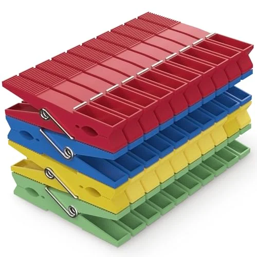 PORTENTUM Återvunna plasttvättsklämmor, 40 pack, flerfärgad. Miljövänlig och hållbar, multifunktionell, lämnar inga märken, storlek 7,5 x 1 2 cm 8436614730293