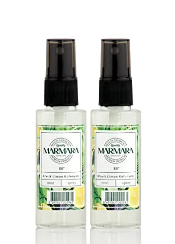 MARMARA Kolonya Spray Limon Turkiskt doftvatten Aftershave turkisk handvatten rakvatten Kölniskt vatten kvinnor och män citronvatten Eau de Cologne Citron (2 x 50 ml) 4260711480775