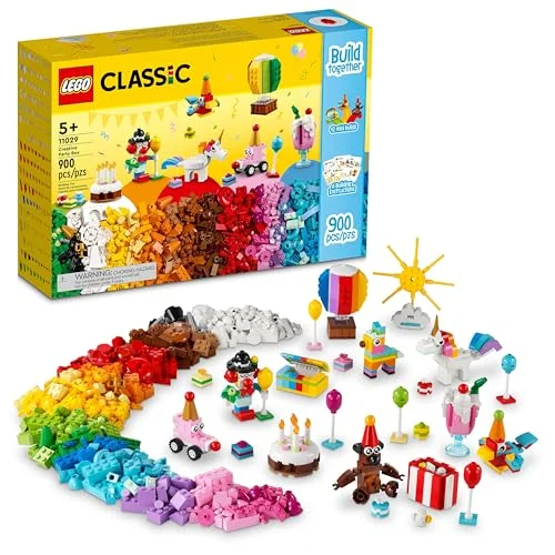 LEGO Classic Kreativ festlåda Spännande Byggleksak för Hela Familjen, Innehåller 12 Byggbara Modeller Inklusive Nallebjörn, Clown och Enhöring, Present barn, från 5 år 11029 673419374743