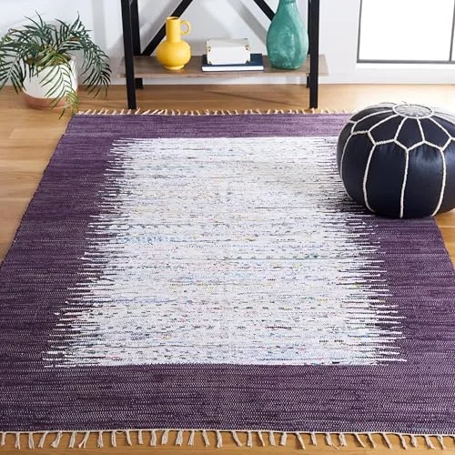 Safavieh Saltillo Flatväv matta, handvävd bomullsmatta, MTK711H 4 P 152 X 243 cm Ivory/Purple 683726313274