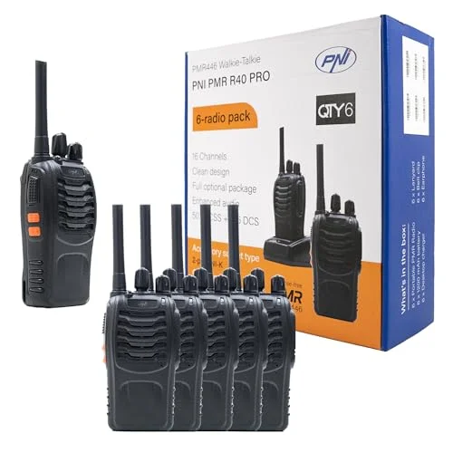 Sats med 6 bärbara radiostationer PNI PMR R40 PRO batterier, laddare och hörlurar ingår 5949066522185