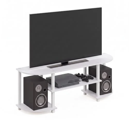 Furinno brett nöjescenter, stativ, TV enhet, konstruerat trä, vit, 120 (B) x 40 (H) 34 (D) cm 810006774436