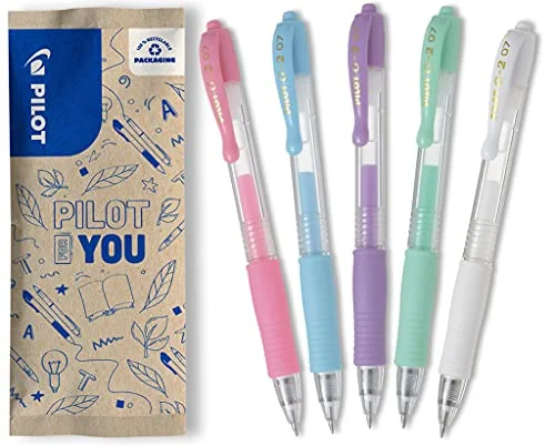 PILOT G2, gelskrivare, 5 pack (pastellrosa, blå, violett, grön, vit) 3131910550662
