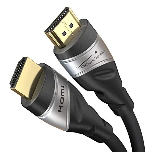 KabelDirekt 10K & 8K HDMI Kabel, 2.1b 4m Tillgänglig i 0,5 5m Certifierad, utvecklad Tyskland (Ultra High Speed 2.1 kabel för PC, PS5, Xbox, monitor och TV svart silver) 4260414847257