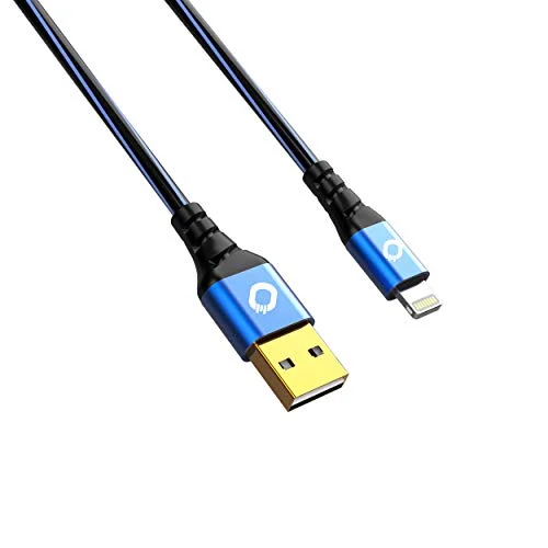 Oehlbach USB Plus LI kabel för iPhone och iPad typ A 2.0 till belysning PVC kappa OFC, blå/svart 1 m 4003635093221