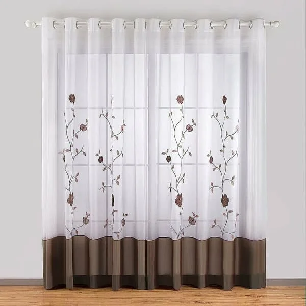 1 st blommigt broderade, transparenta gardiner för sovrum, kök, vardagsrum, 140 cm x 145 cm, brun ETOQ-32754 1 st blommigt broderade, transparenta gardiner för sovrum, kök, vardagsrum, 140 cm x 145 cm, brun ETOQ-32754