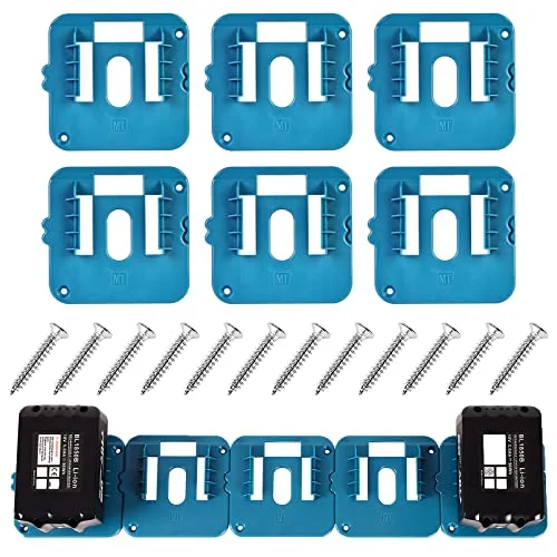 6 stycken batterihållare för Makita, 18 V batteri vägghållare, batterihållare, verktygshållare, maskinhållare, väggfäste, lämplig BL1860 BL1850 BL1840 BL1830 med 12 skruvar 812697438710