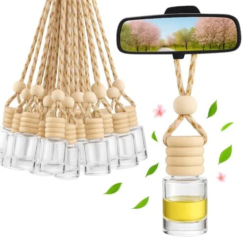 30 stycken tomma parfymflaskor i glas, 8 ml luftfräschare för bilen, påfyllningsbar aromaterapioljediffusor, självfyllande doftflaskor med trälock, bilens hemmakontor 768381848337