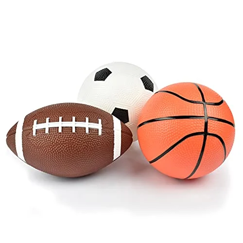 Legami Set med 3 minibollar, minibollset, 12 x 3,7 cm, fotboll, amerikansk fotboll och en basketboll, alla i miniatyrplast, flerfärgad 8054320564997