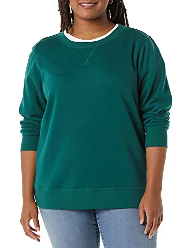 Amazon Essentials dam fransk frotté fleece rund hals sweatshirt (finns i plusstorlek), mörkgrön, X Large 195111698120