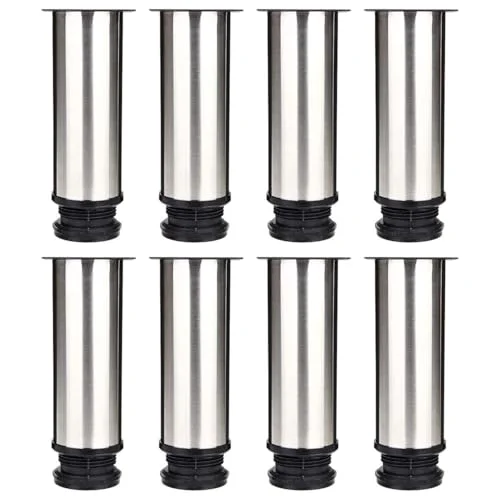 ASelected Set med 8 möbelben, justerbara köksben, Ø 50 mm/höjd 150 mm, rund, metall, rostfritt stål, soffa, ben, bordsben 695510259293