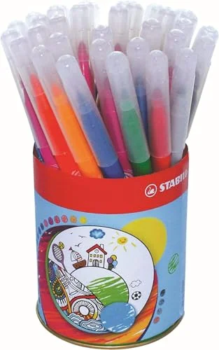 Medium fiberspets penna STABILO power Tin of 36 blandade färger 3168074980004