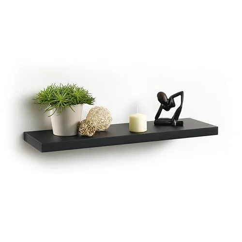 Modul'Home 6RAN792NR flytande hylla/MDF panel 75 x 22,8 3,4 tum, svart, L75xP22,8x3,4cm 3526780884373
