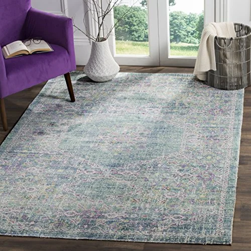 Safavieh vardagsrumsmatta, WDS311, vävd poly bomull, blå/flerfärgad, 90 x 150 cm 889048354883