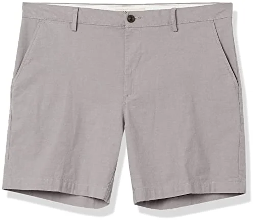 Amazon Essentials lätta och bekväma smala fit oxford-stretchshorts, 18 cm, ljusgrå, 36 W 191770347751