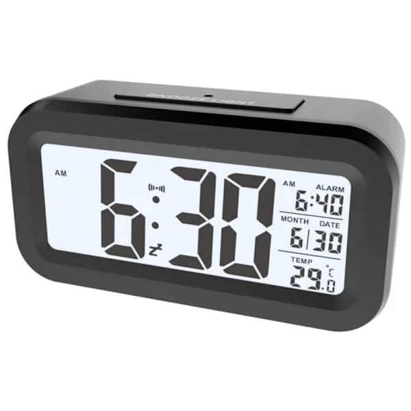 1 Black Digital Alarm Clock, Digital Clock that Wakes with Light, Battery Operated for Adults and Children, Large Screen with Calendar ONtc-04430 1 Black Digital Alarm Clock, Digital Clock that Wakes with Light, Battery Operated for Adults and Children, Large Screen with Calendar ONtc-04430