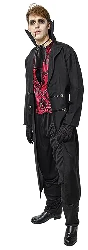 Rubies Count Dracula Deluxe kostym för män, Jacket med lyfta, väst, byxor och handskar, Officiell Halloween, Carnival, Fester Cosplay 8422971088795