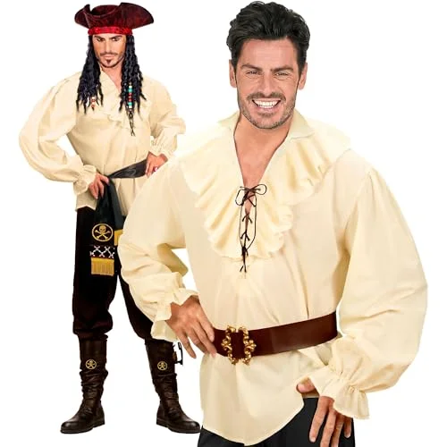 Piratskjorta xL herr beige kostym extra stor för Buccaneer maskeraddräkt 8003558418503