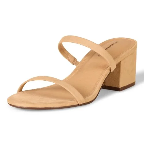 Amazon Essentials dam tunna damsandaler med två remmar och häl, brun, 38,5 EU 840174927235
