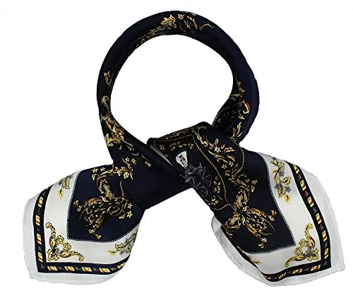 Andantino Scarf av 100 % mullbärssilke, 53 cm, lätt, fyrkantig, andningsaktiv halsduk, digitaltryckt, presentförpackad, marinblå, M 748323570830