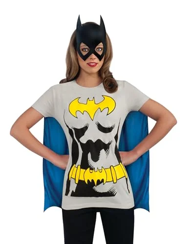 Rubies DC Comics Batgirl kostym för kvinnor T shirt med cape och mask, svart, Medium 883028047666