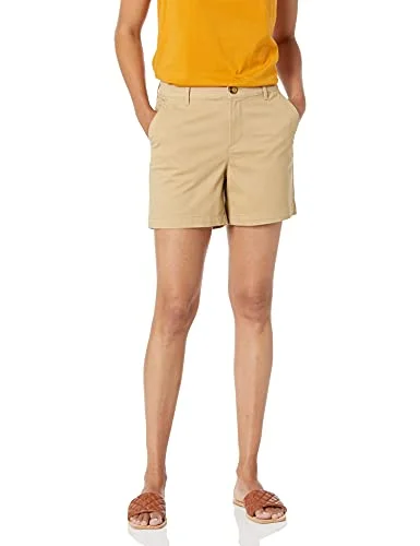 Amazon Essentials dam 5 tum innersöm chinos kort (finns i raka och kurviga passformer), Kaki brun, 10, 42 EU 195111441672