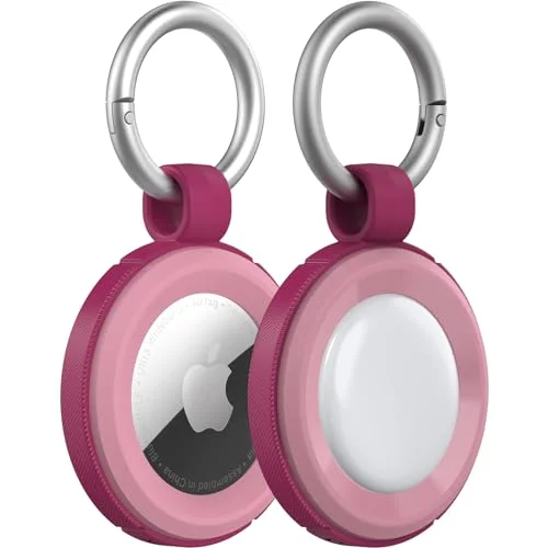 OtterBox Rugged AirTags Case, stöttåligt, fallskyddat, ultratunt, robust, skyddande fodral för Apple AirTags, inklusive karbinhake, Pink Sunset 840262373296